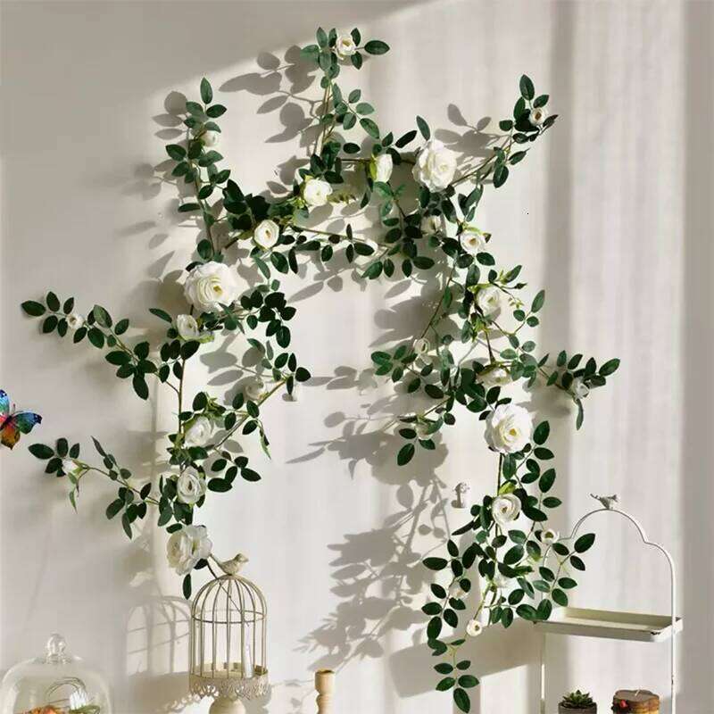 Artificial Sweetheart Roses Vine Silk Flowers Rattan wedding cafe Decorative Simulation Rose Plant Flower Vines Bar Decoration Y260130
