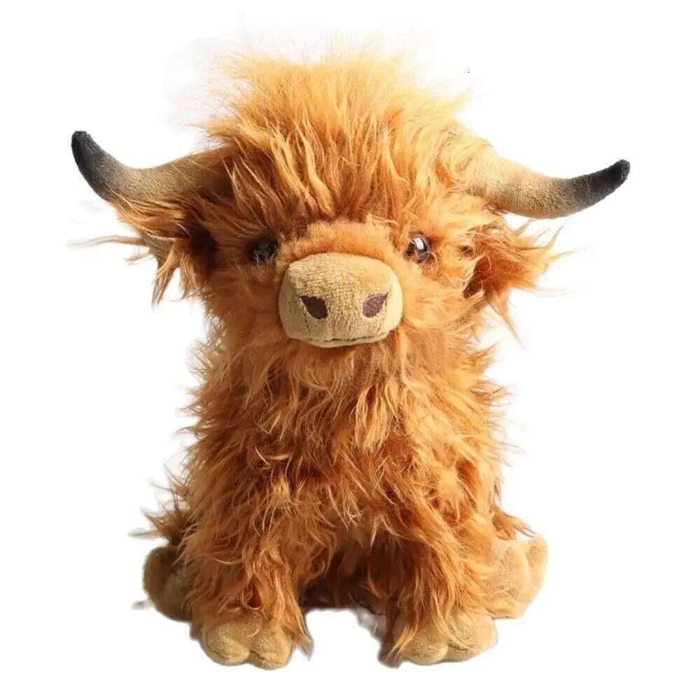 25cm Simulated Scottish Highland Cow Plush Toy Blue Variant Cute Fairy Calf Baby Animal Child Birthday Christmas Gift Y260128