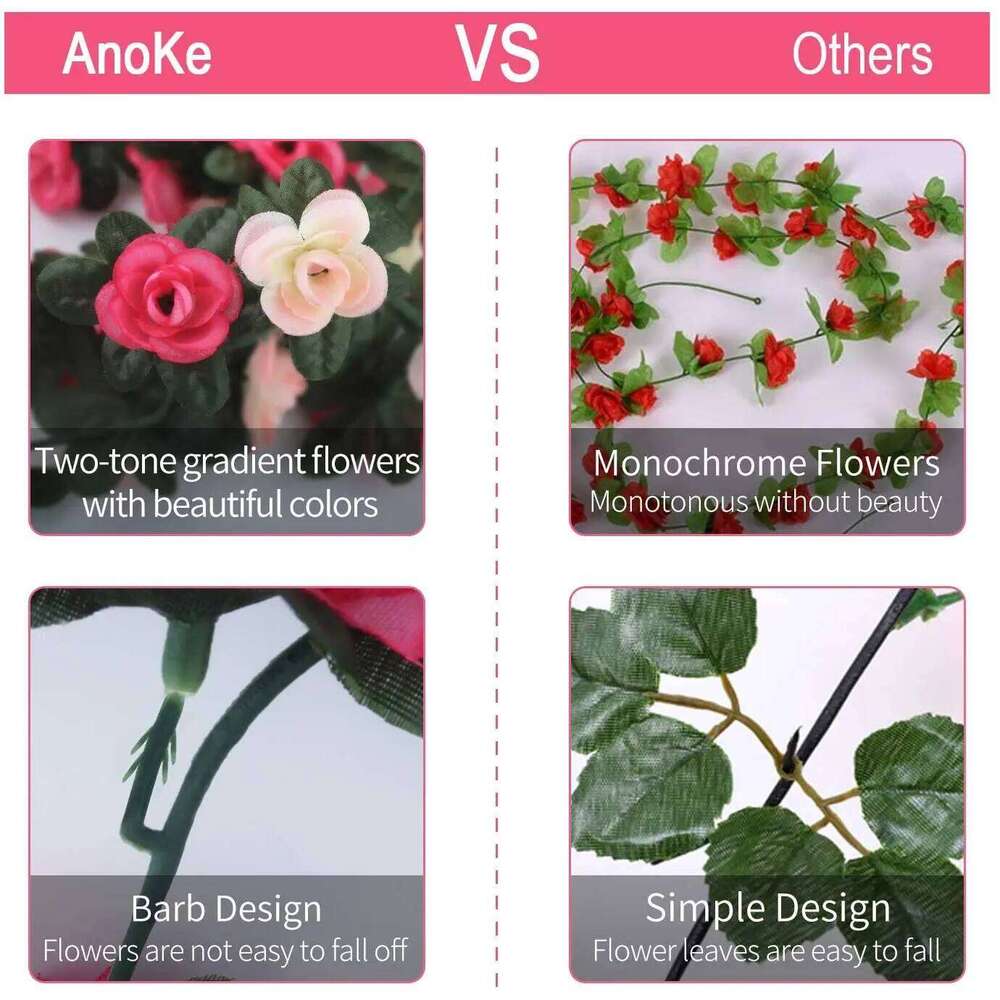 5PCS 2M Purple Flower Garland Plants Artificial Fake Rose Vine Flowers Hanging Ivy for Wedding Party Garden Wall Decoration Y260130