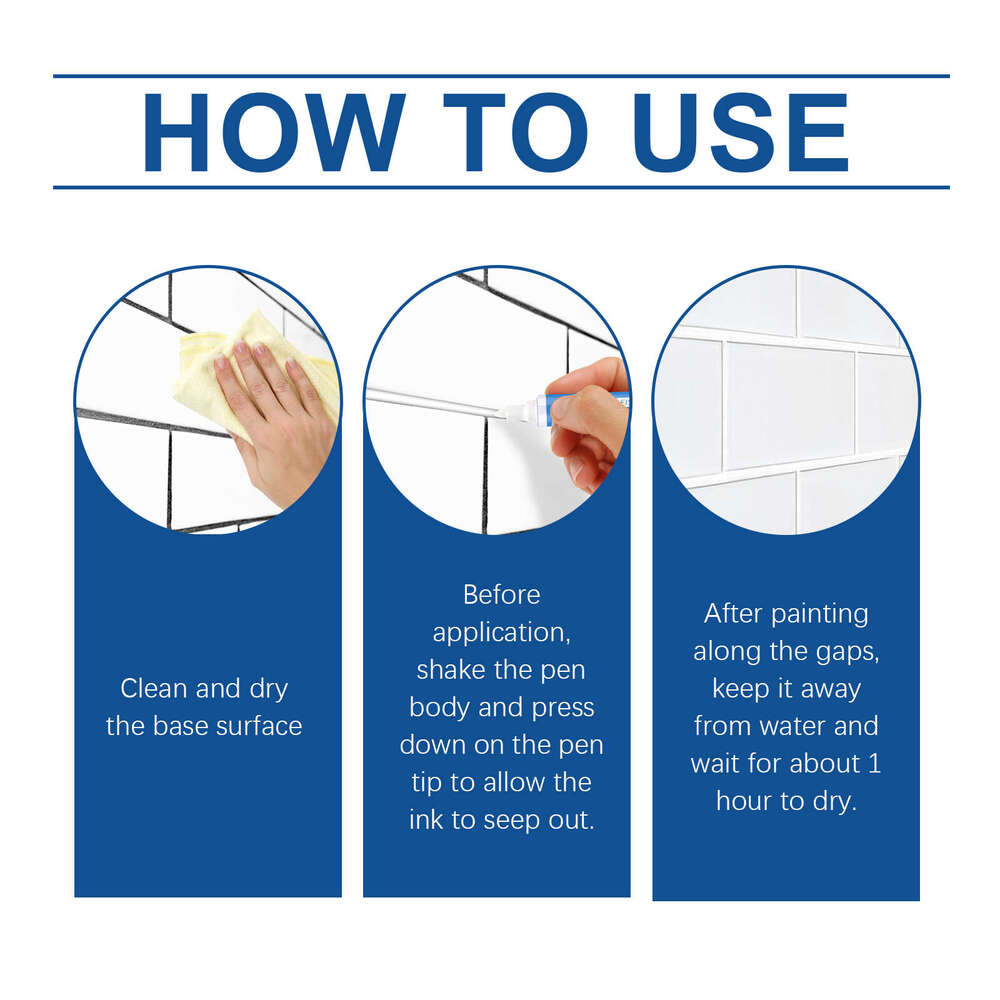 Jaysuing Tile Grout Pen Waterproof Mildewproof Long-lasting Durable for Beautiful and Neat Home Space S260130