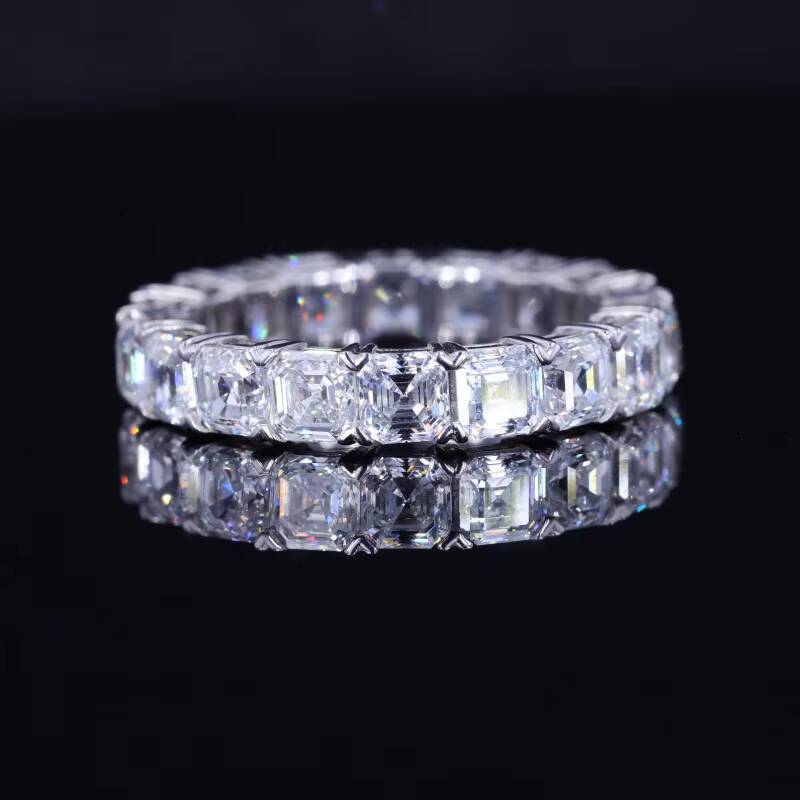 Hip Hop Ring 10k 14k 18k Solid Gold Emerald Cut Lab Grown Diamond Asscher Cut Entenity Ring