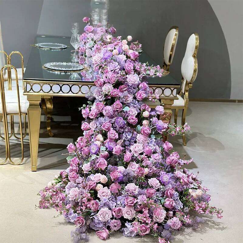 New Artificial Strip Arrangement Wedding Table Runner Floral Party Backdrop Decor Prop Arch Flower String Window Display W260130