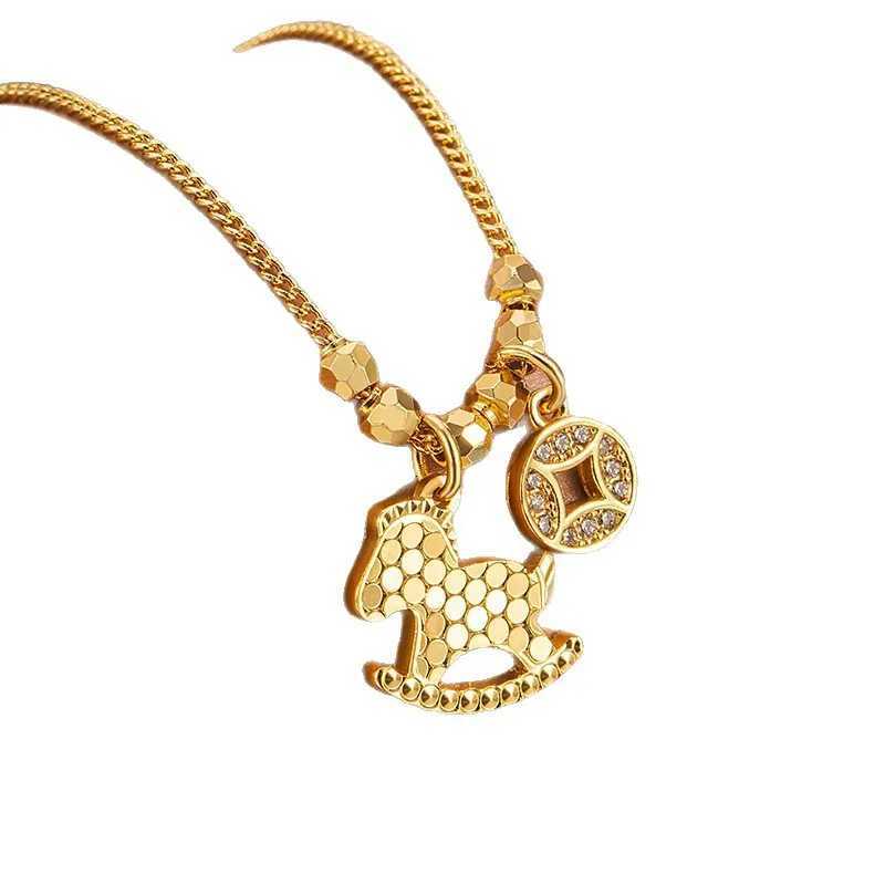 Soon there will be money Flower pendant for wealth and good fortune zodiac year necklace feminine charm collarbone chain Y260130