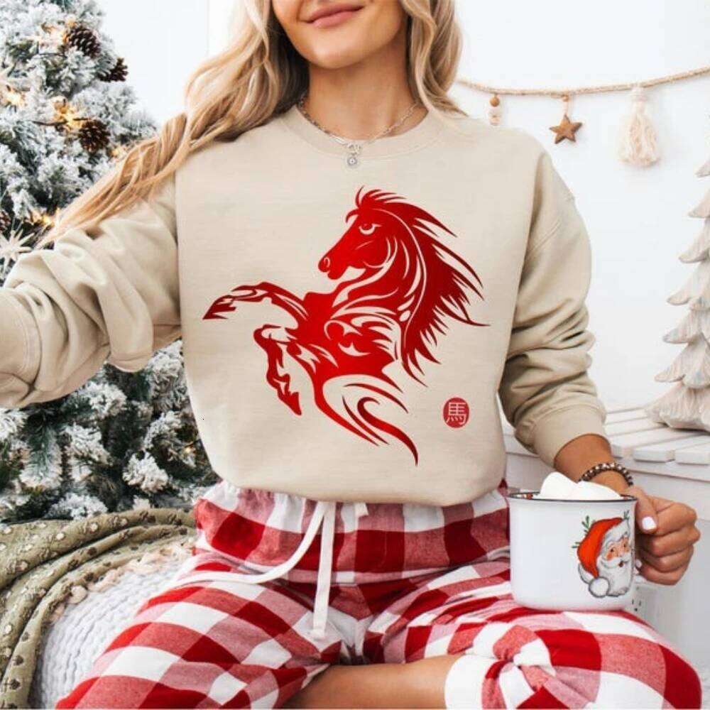 Horse Sweatshirt 2026 Clothing Happy Chinese New Year Pullover Women Men Fashion Casual Holiday Tops C260130