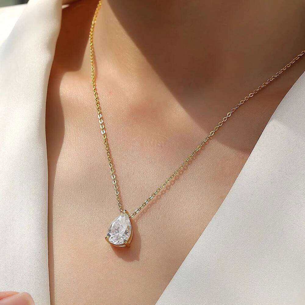 COSYA 1/2/3/4CT Pear Cut D Color Moissanite Rings/Necklace For Women S925 Silver VVS1 Lab Diamond Waterdrop Pendant Jewely Gift XJ260130