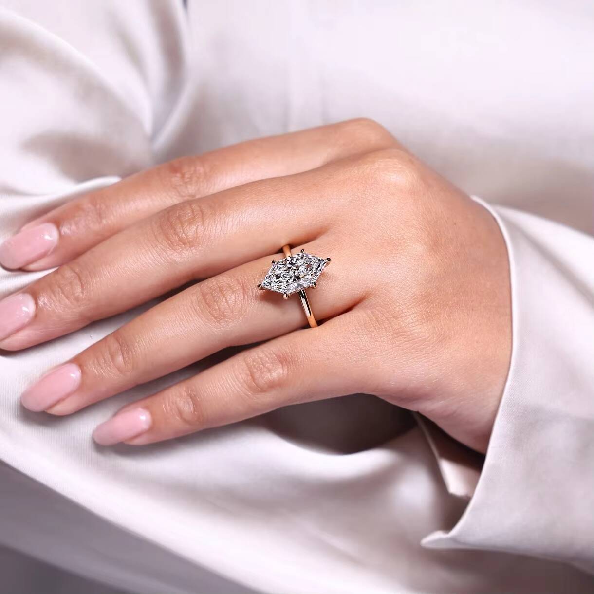 IGI Certified 2ct Marquise Lab Grown CVD HPHT Diamond Ring 14k 18k Solid Gold Engagement Wedding Rings for Women Men