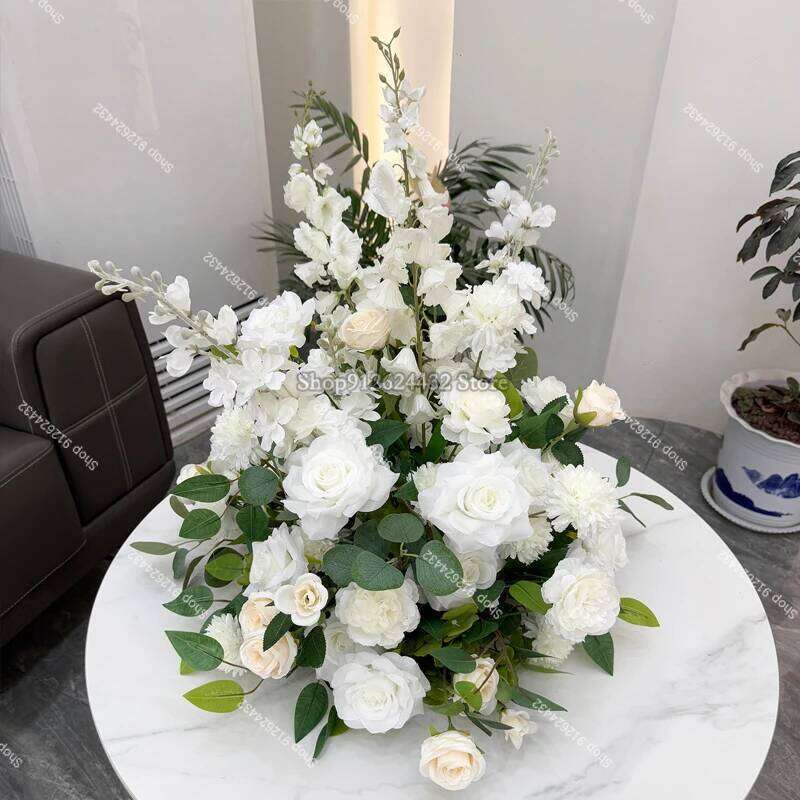 Luxury Artificial White Rose Table Centerpieces Ball Wedding Flower Decor Accessories Floral Event Prop Arrangement W260130