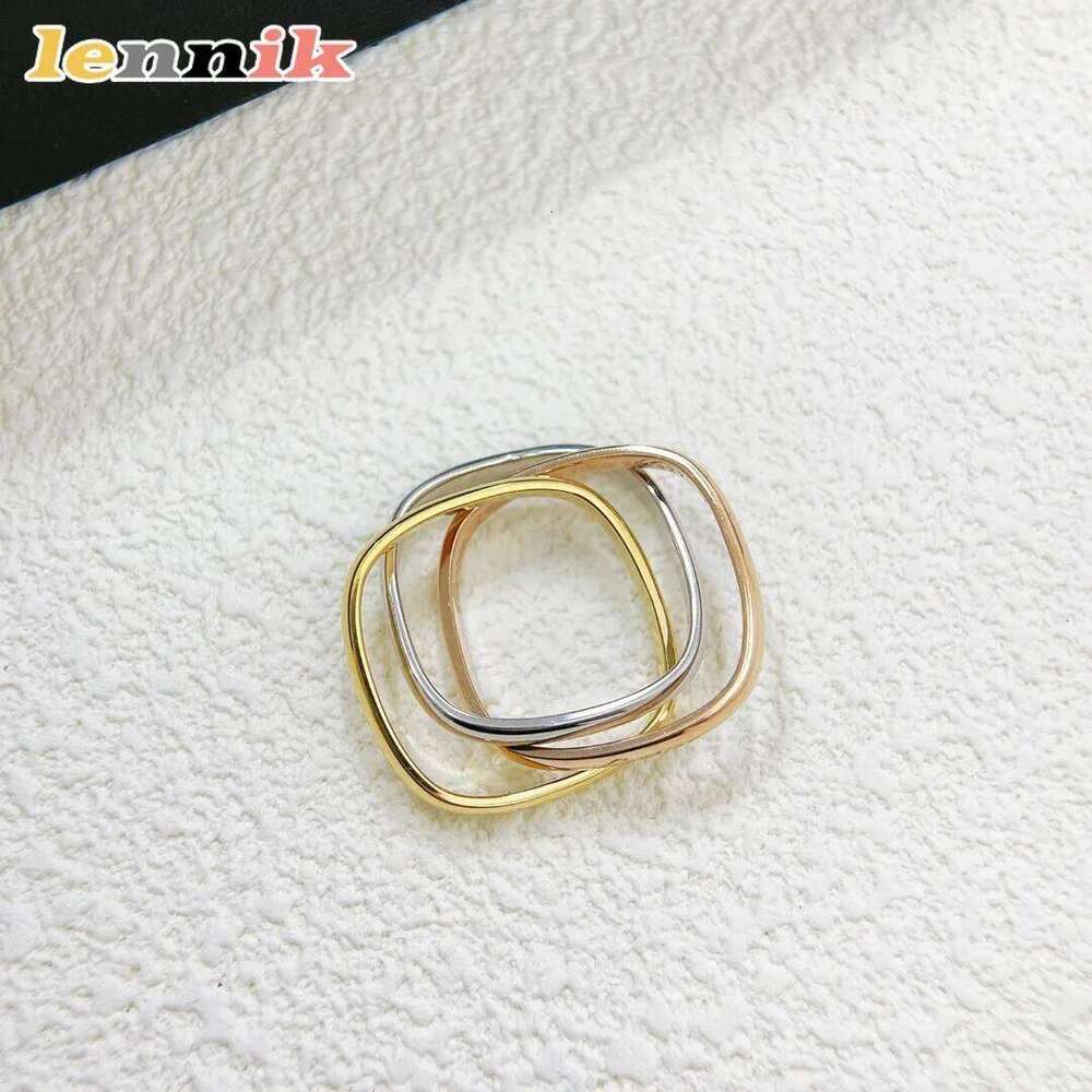 Lennik Stylish 2025 New Square 3-Color 3-Ring Ladies' Ring, Full High-End Feelings, A Choice of Fashion Jewelry. XJ260130