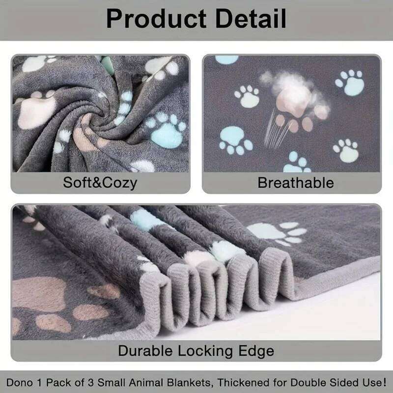 EFF 3PCS Soft Flannel Fleece Cat Dog Bed Mats Paw Foot Print Warm Pet Blanket Sleeping Beds Cover Mat For Pets Supplies 26W01130