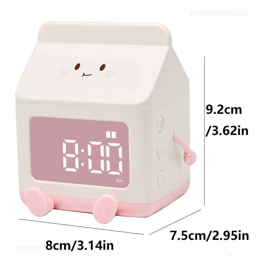 Multi-functional Milk Carton Alarm Clock, LED Digital Display Time/date, for Bedroom Cute Desktop Clock Home Decoration W260130