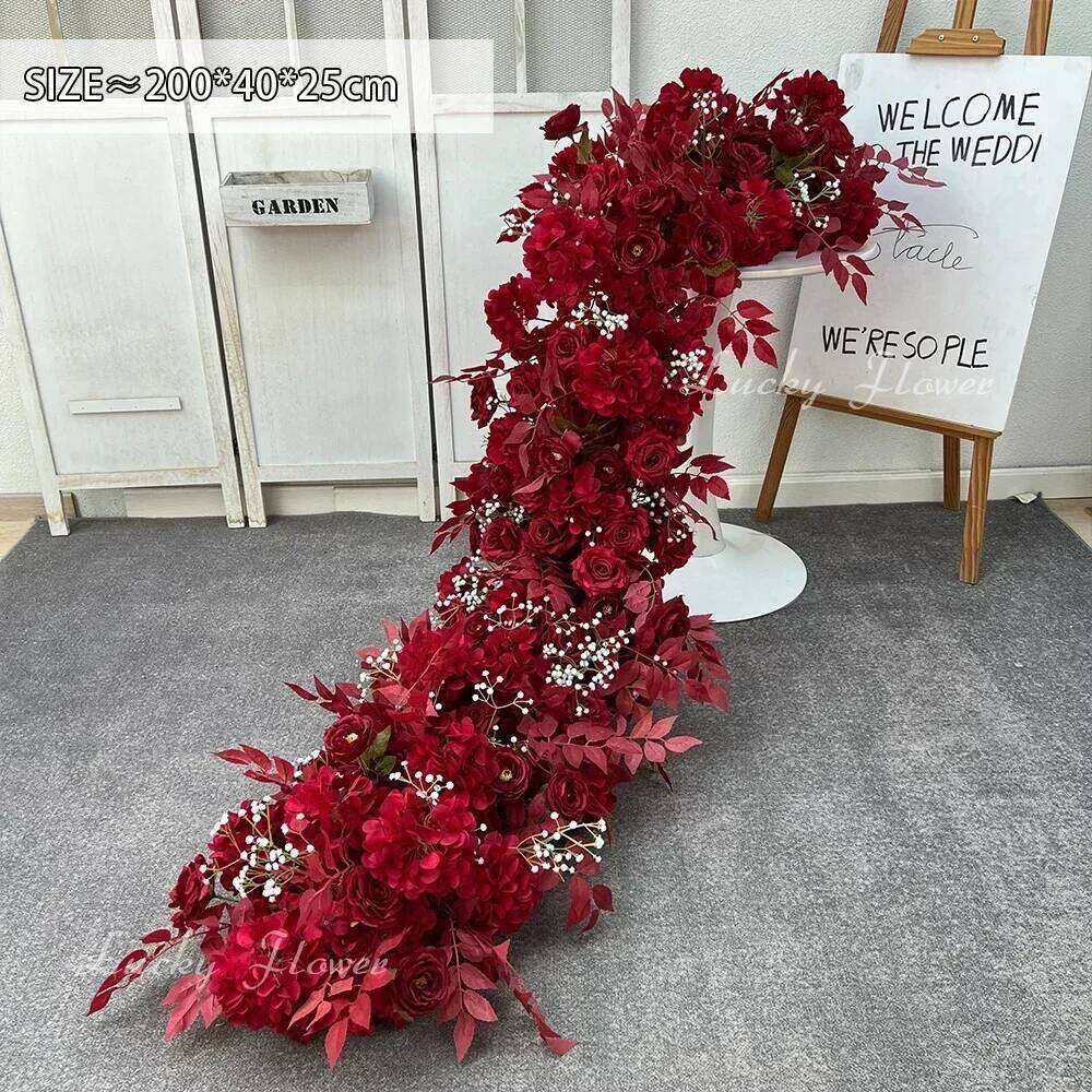 2m Luxury Artificial Flowers Runners Wedding Background Table Centerpiece Row Wall Arch Flower Arrangement Decoration Y260130