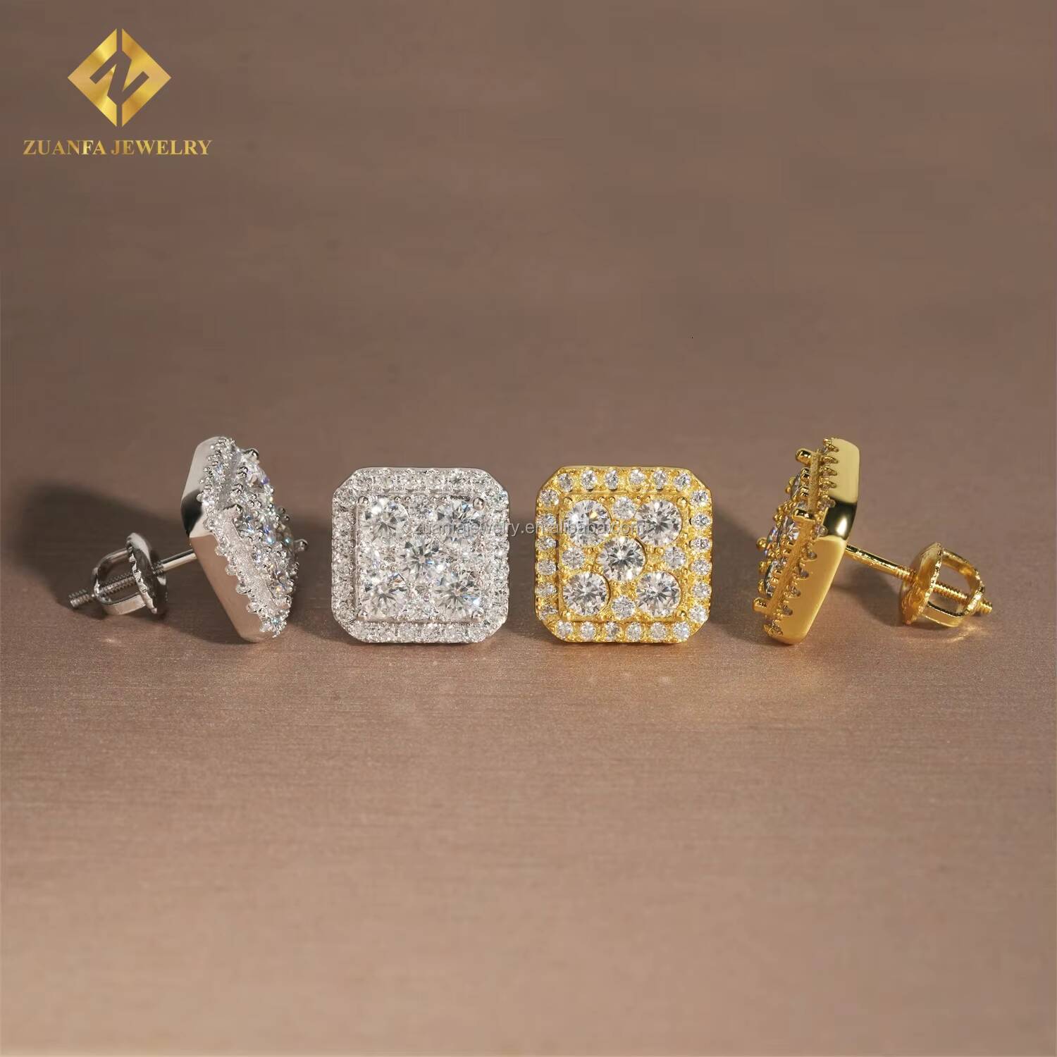 Stylish Cheap Price High Quality Bulk Stock Hip Hop Rapper Jewelry 925 Sterling Silver VVS1 Moissanite Stud Earring Screw Back