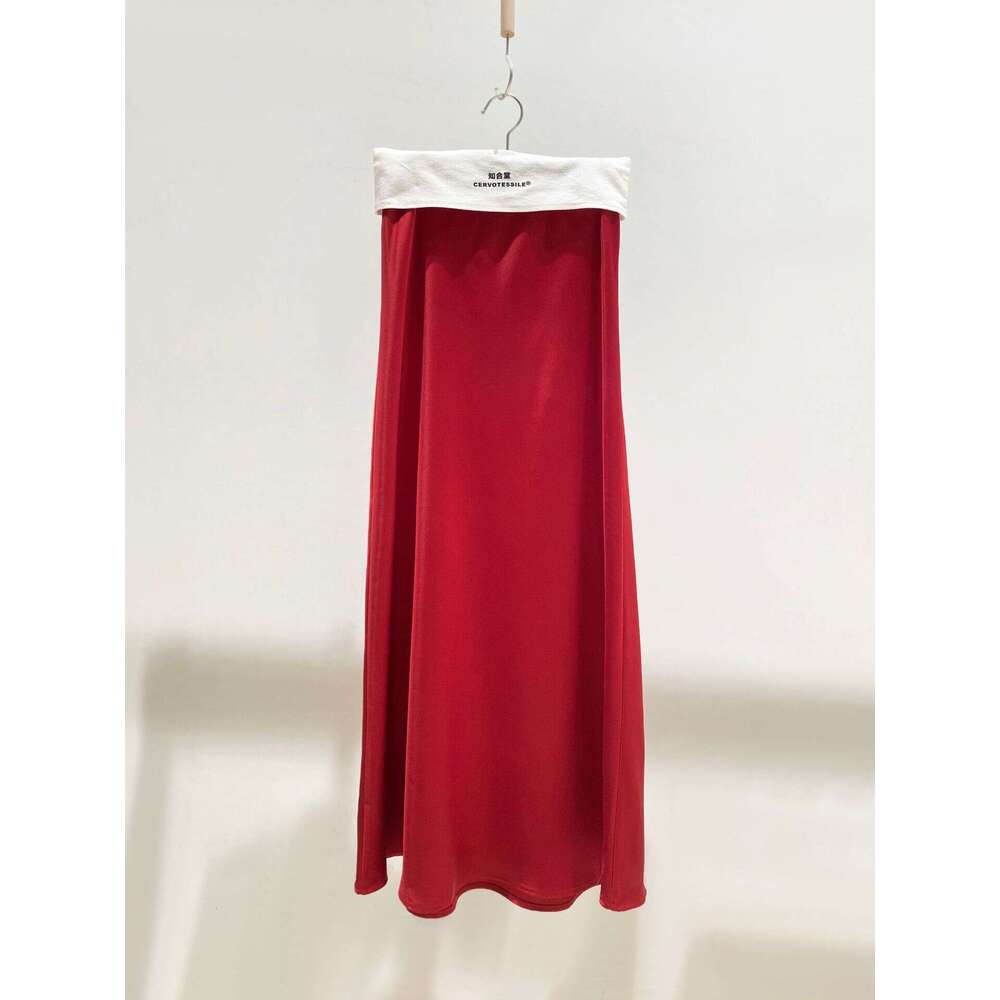 Zhihetang Elegant Acetate Satin Draped Midi For Women, Solid Color High Waist Bodycon Mermaid A-Line Long Skirt LEEGO LENS