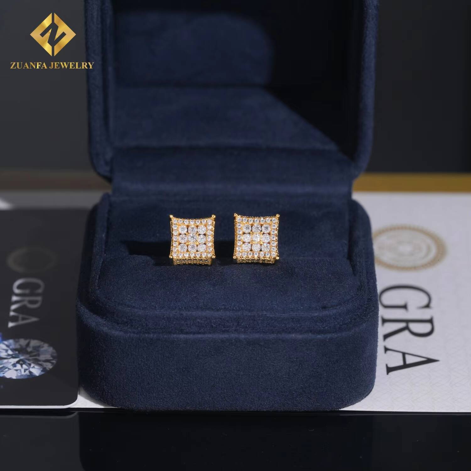 Factory Direct Fashion Stud Earring 925 Sterling Silver Jewelry VVS Moissanite Iced Out Screw Back Earrings