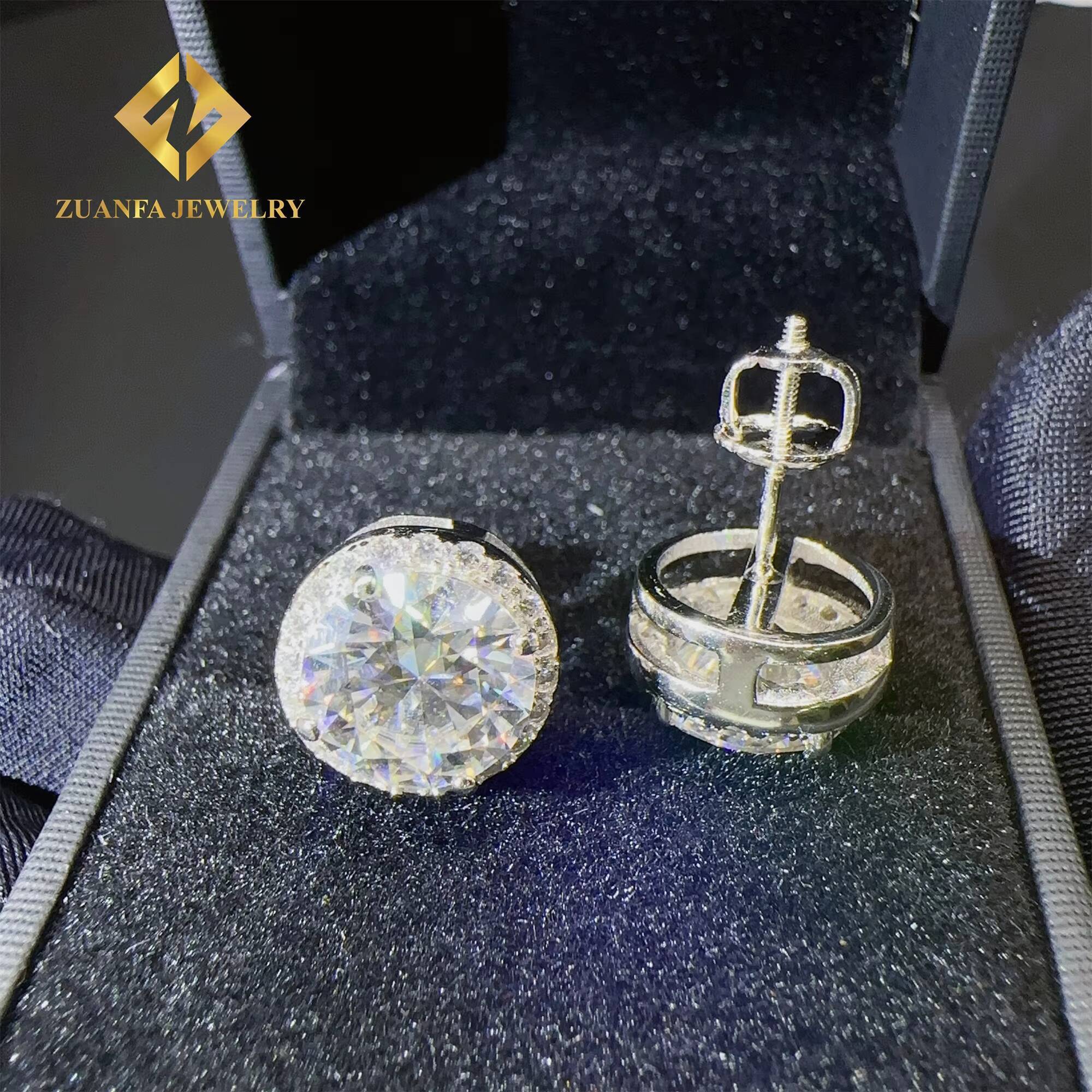 New Arrivals Fashion Style Pass Diamond Tester 4mm-10mm Screw Back Iced Out Man Round VVS1 Moissanite Diamond Hip Hop Earring