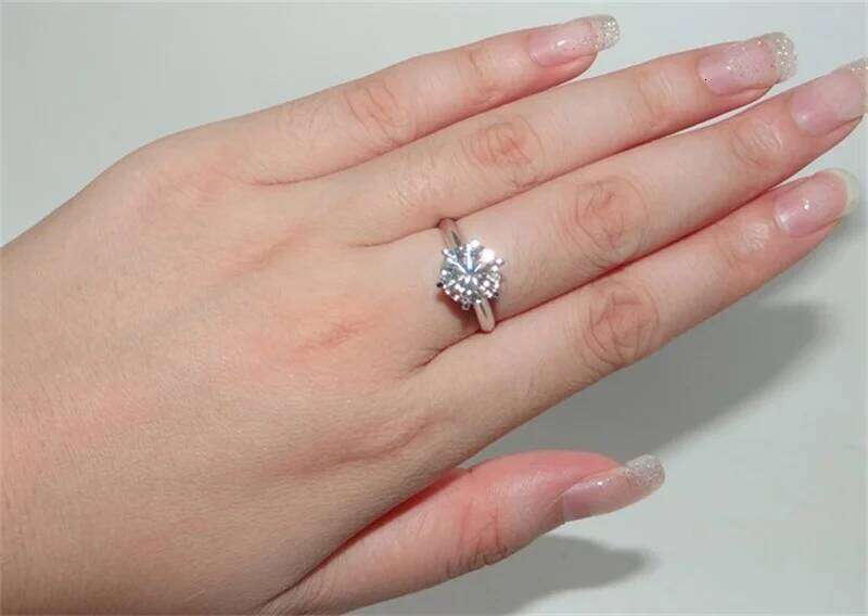 Fashion Brand Jewelry Solitaire 6mm Moissanite S925 Sterling Silver Engagement Wedding Band Ring For Women XJ260130