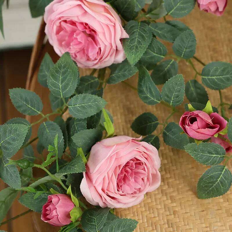 Artificial Sweetheart Roses Vine Silk Flowers Rattan Cafe Decorative Simulation Rose Plant Fake Flower Vines Bar Decoration Y260130