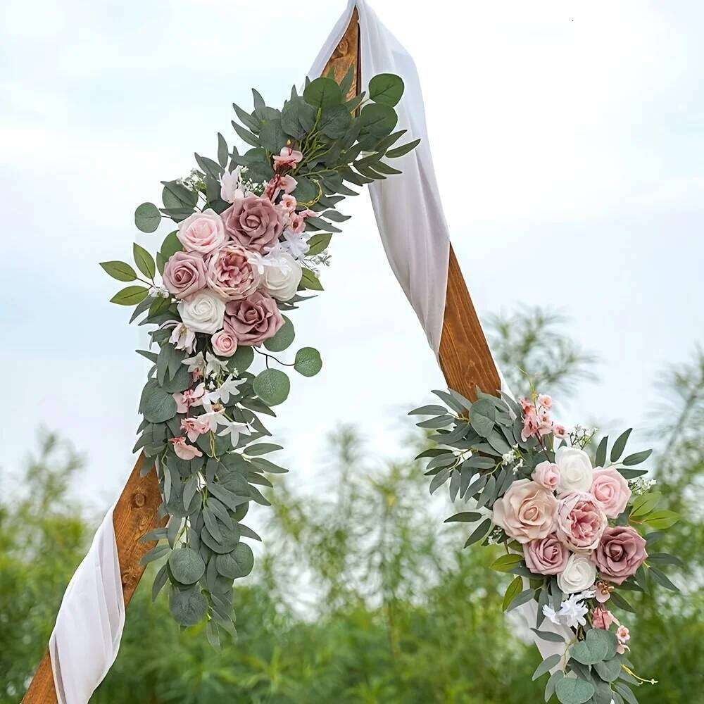 2pcs Wedding Flowers, Artificial Rose Wreaths,Suitable for Outdoor Decoration,Home Decoration,Wedding Arch Decoration W260130