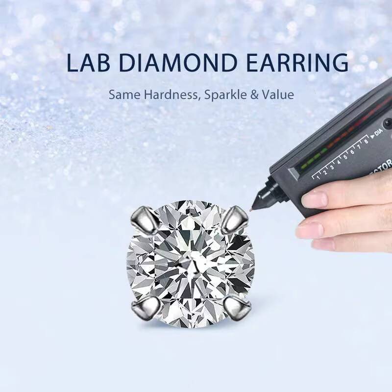 1ct FG VS Lab Grown Diamond Four-Prong Stud Earrings Round Cut Fine Jewelry for Girls