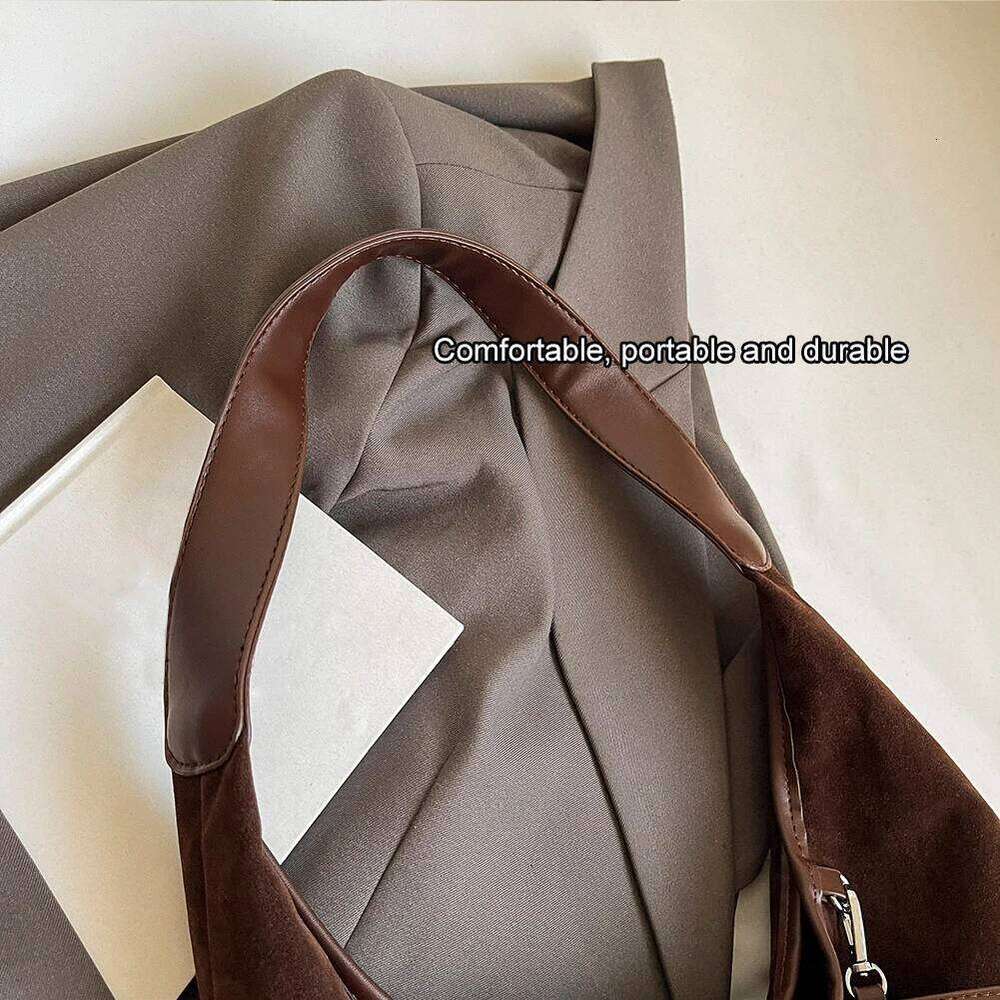 Women Suede Shoulder with Inner Pocket Hobo Magnetic Closure Large Handbag Commuting Shopping Bag Z260130