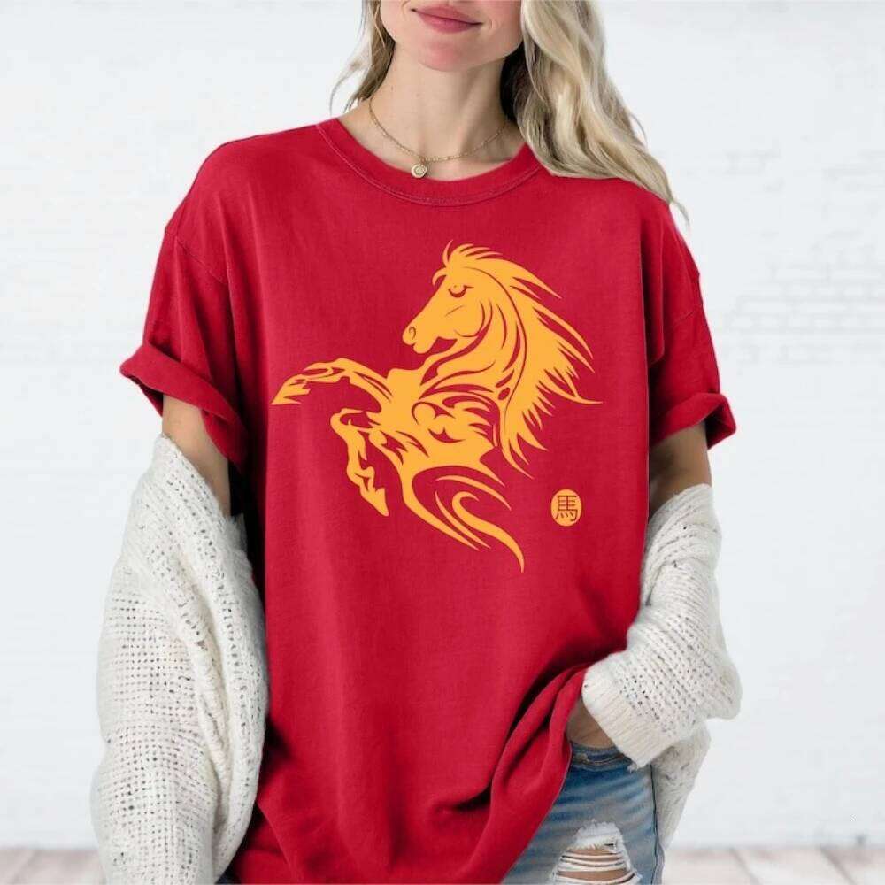 Chinese Shirt Zodiac T Lunar Festival Tee of The Horse TShirt Happy New Year Men Women Tops luanyun