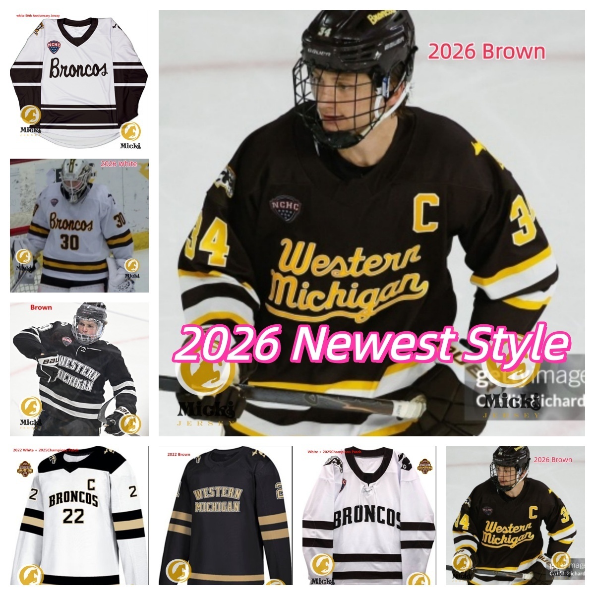 Owen Michaels Hampton Slukynsky 2026 Hockey Jersey 1 Kirk Laursen 2 Grady Gallatin 3 Cole Crusberg-Roseen 4 Zaccharya Wisdom Jerseys Custom Stitched
