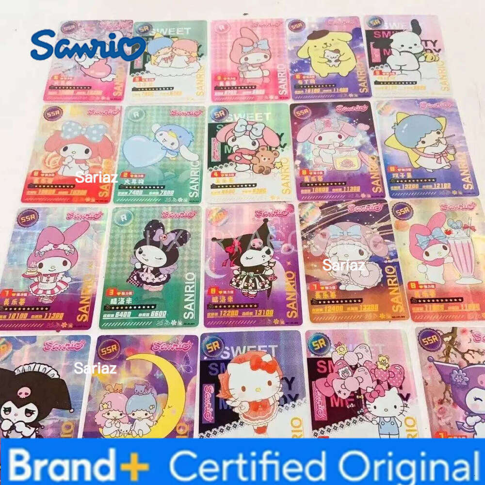 Sanrio Newest Kuromi Hello Kitty Shining Cartoon My Melody Cinnamoroll Trading Card Children Table Toys Christmas Gifts H260130