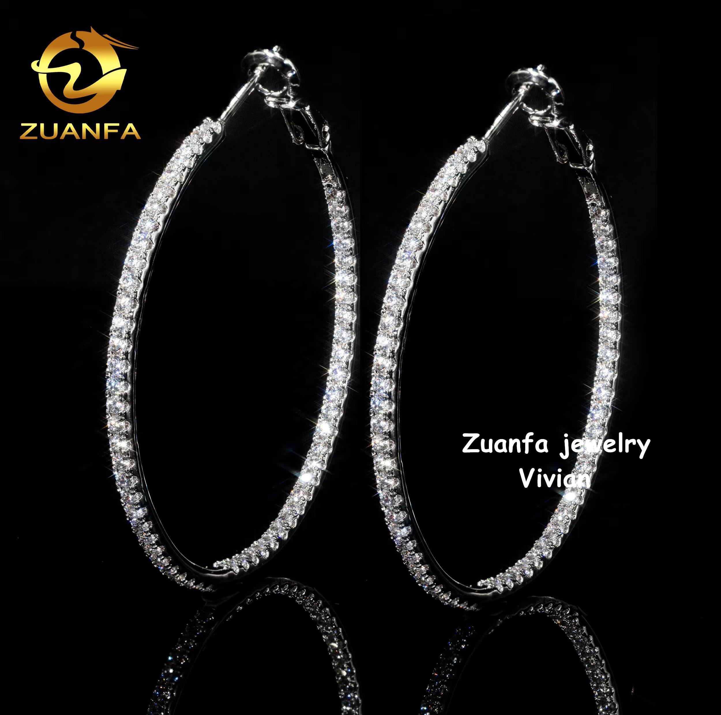 Fine Jewelry Hip Hop VVS Moissanite Diamond Moissanite Hip Hop Earring Sterling Silver 925 Luxury Iced Out Earrings