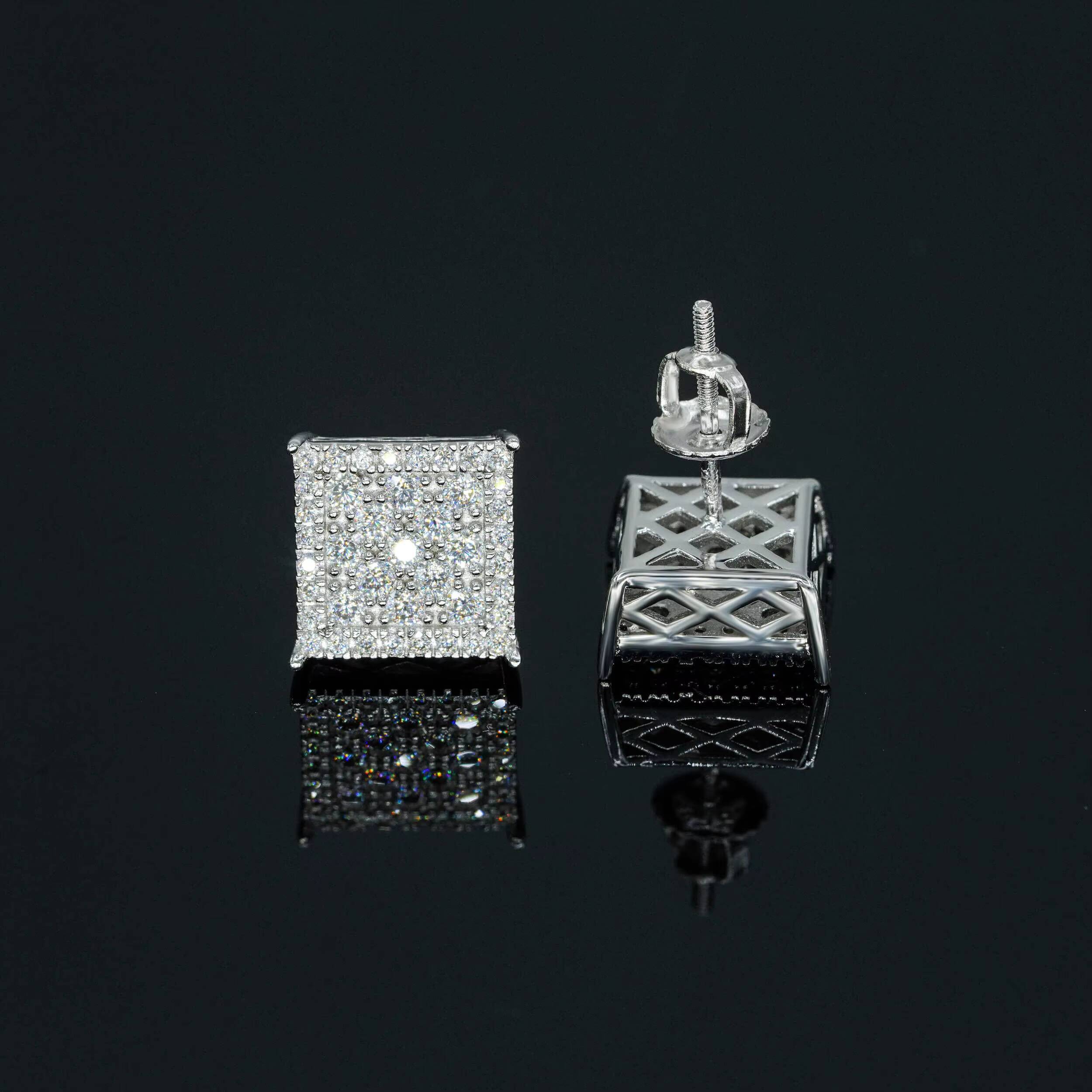 Wholesale Price Vvs Moissanite Diamond Hip Hop Jewelry Custom 18k Gold Plated 925 Sterling Silver Stud Earrings