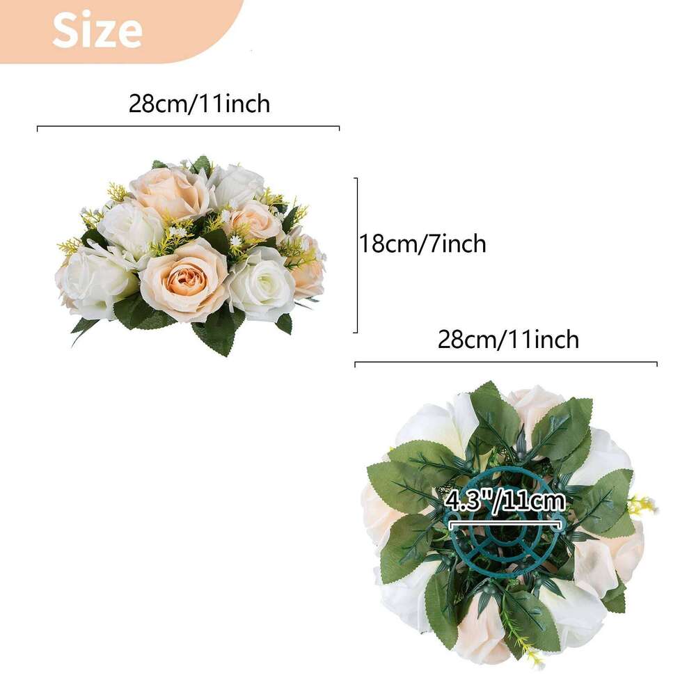 Uflower 6Pcs Artificial Flowers Centerpiece Table Decorations Rose Ball for Weddding Party Floral Arrangements Home Decor Y260130