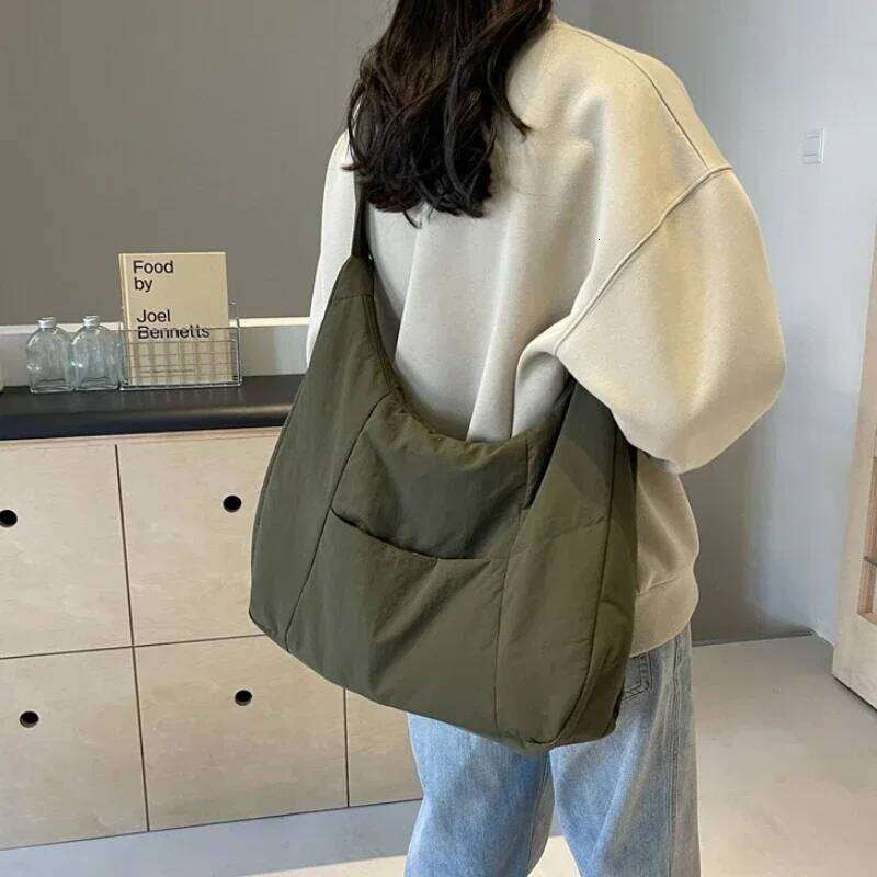 Trendy Women's Soft Cloth Shoulder Bag Solid Color Student 2026 Spring Y2k Casual Style Big Handbags Crossbody Bags for Women Z260130