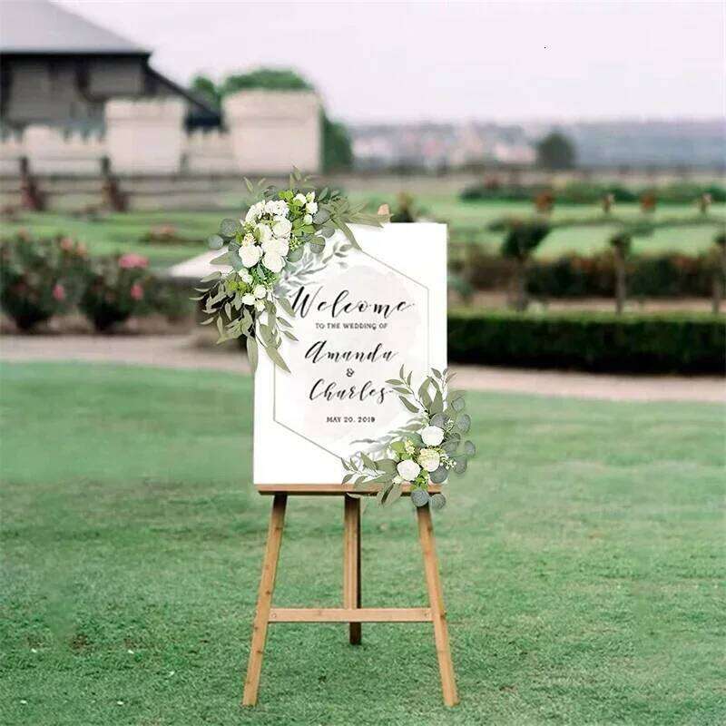 2 Pcs Artificial Arch Kit Wedding Flowers Garlands Silk Peony Flower Swag Welcome Sign Floral for Ceremony Party Y260130