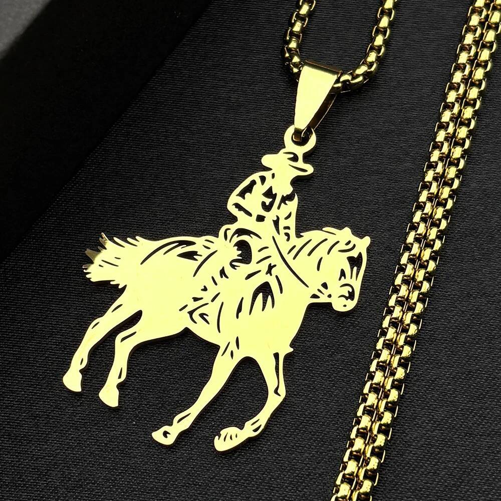 Fashion Cowboy Horse Chain For Women Men Stainless Steel Silver Color Animal Pony Power Ranch Male Necklace Festival Jewelry