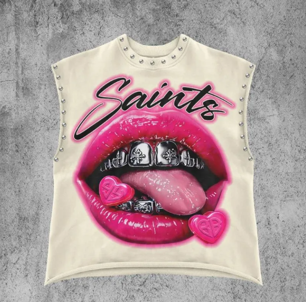 Men's T Shirts Saints Vintage T-Shirt Personality Trend Garbage Pure Punk Millennium Subculture Y2k Street Hip-hop Retro Print Neck Loose Summer  - view 5