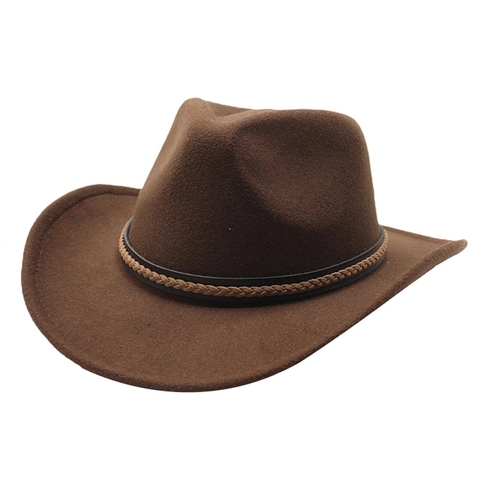 Cowgirl Hats for Women Men Retro Classic Cowgirl Hats Wide Brim Felt Hats with Decorative Band 260120