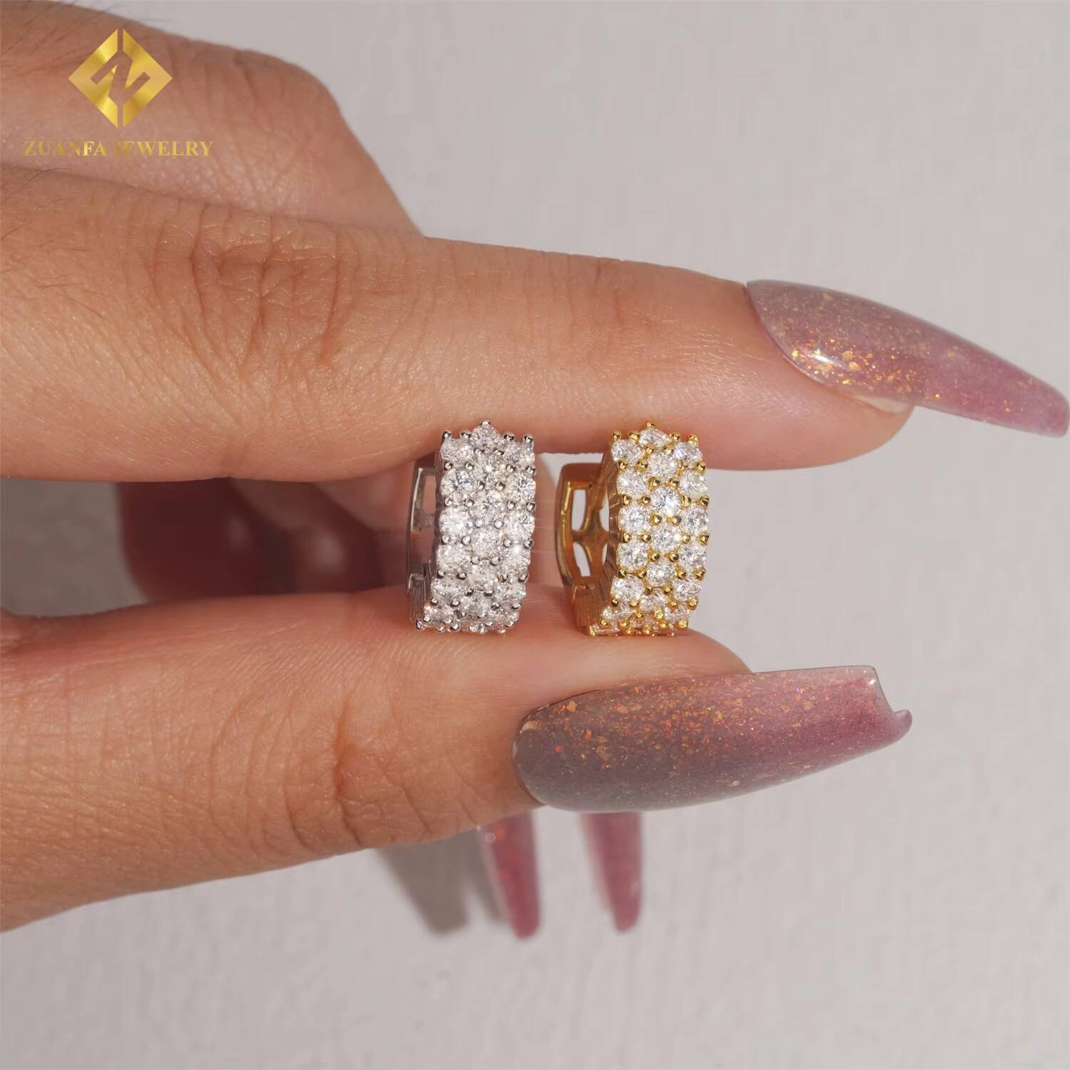 Moissanite Earring Rapper Fashion Diamond Earring Solid 18k Gold 925 Silver VVS Moissanite Iced Out Earrings