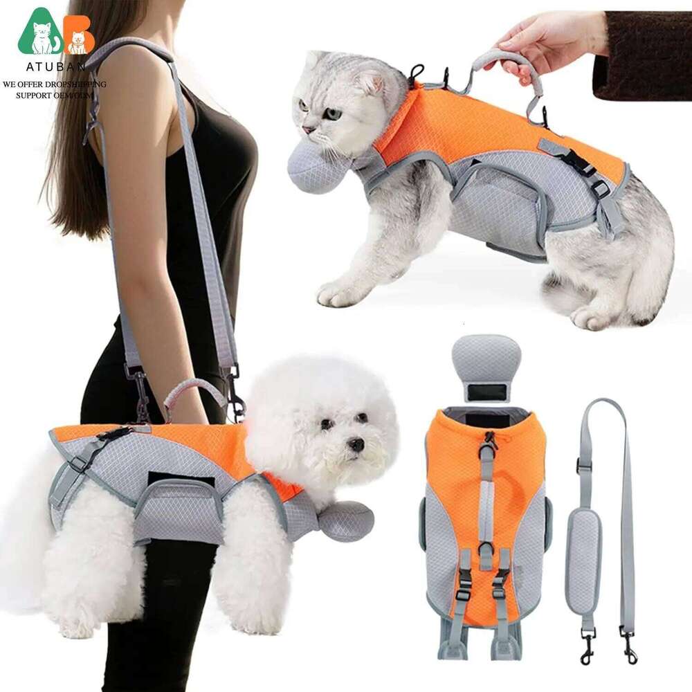 ATUBAN 2 in 1 Cat Shoulder Carrier, Outdoor Small Dog Harness and Leash, Cats Sling Carrier Bag, Breathable Pet Travel Carriers 26H0130