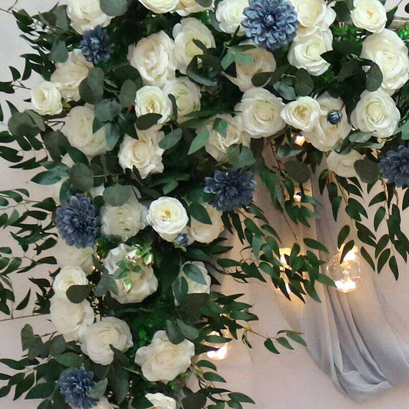 Simulation Blue Wedding Arch Decorative Floral Artificial Rose Peony Flower Row DIY Outdoor Screen Welcome Decor Hanging Flowers Y260130