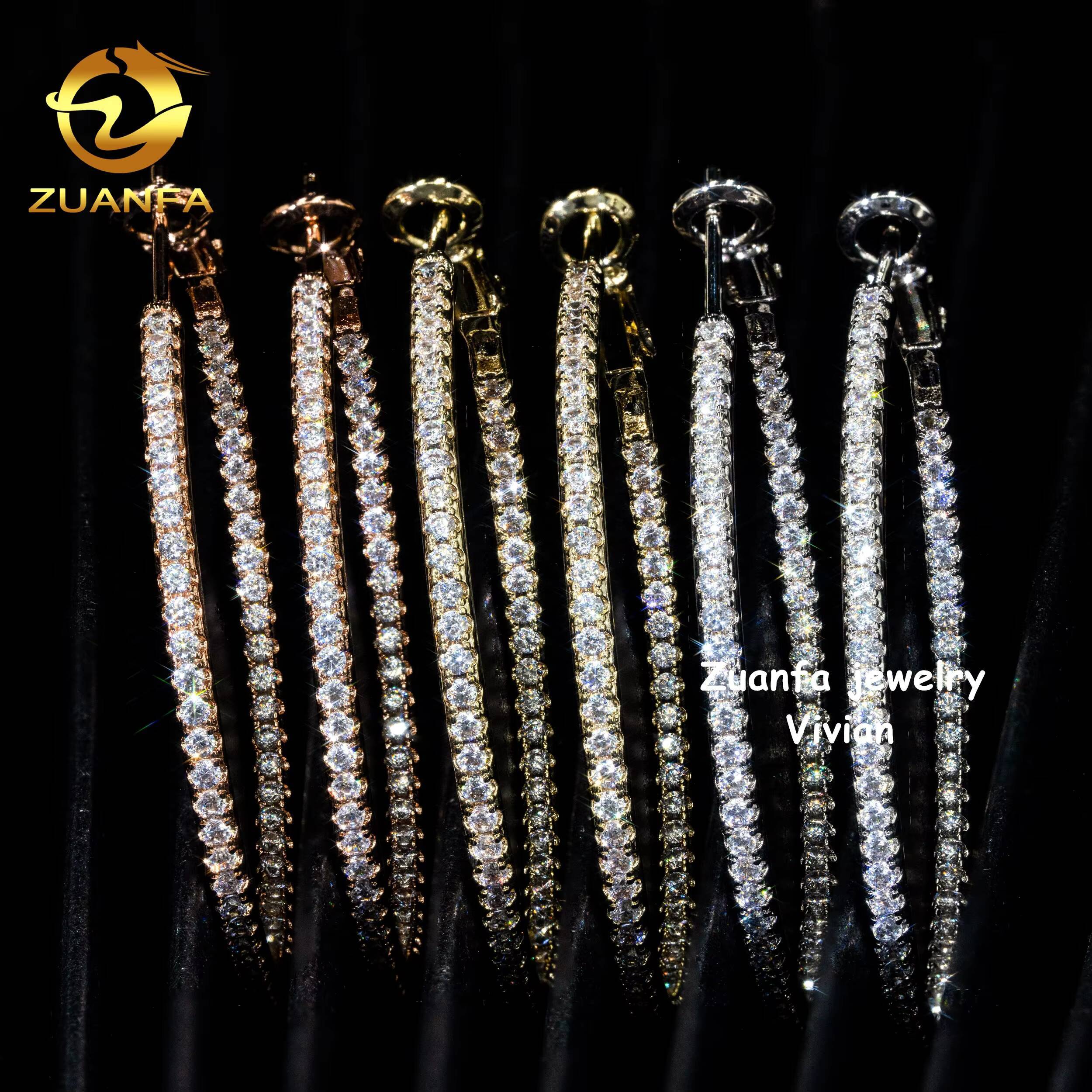 Fine Jewelry Hip Hop VVS Moissanite Diamond Moissanite Hip Hop Earring Sterling Silver 925 Luxury Iced Out Earrings