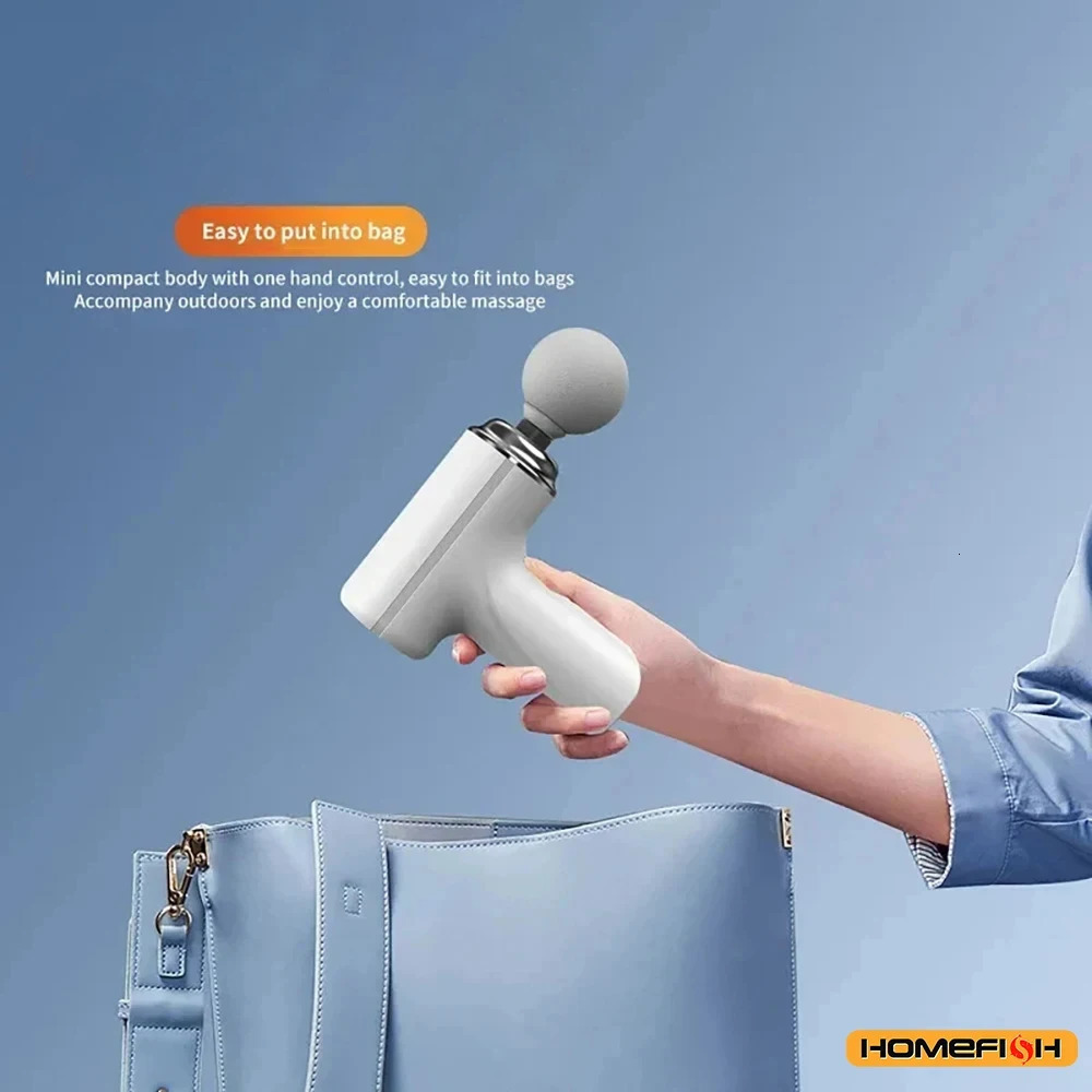 HOMEFISH Portable Electric Massage Gun with 4 Interchangeable Heads LED Light for Full Body Relaxation Electric Massage Gun 260126