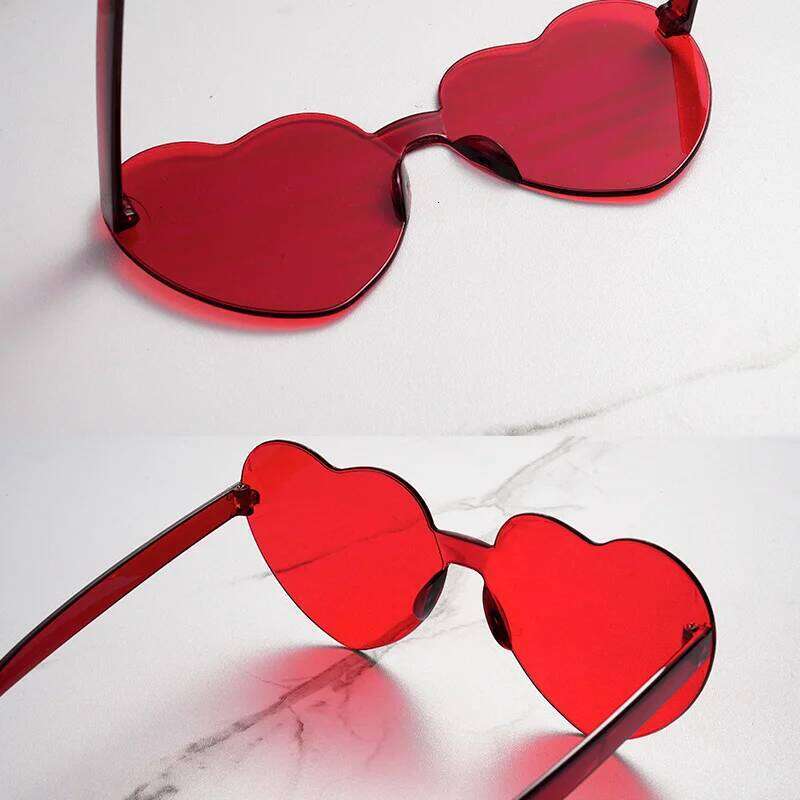 Free Shipping 2025 Color Heart Shape Ocean Personality Frameless Children's Fashion Candy Love Sunglasses H260130