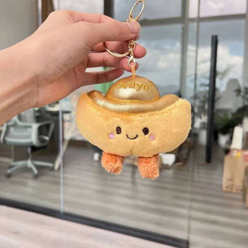 Bag Accessories Super Cute Original Cartoon Gold Ingot Plush Toy Soft Keychain Bag Pendant Charm Lucky Surprise Gift For Good Luck Seekers