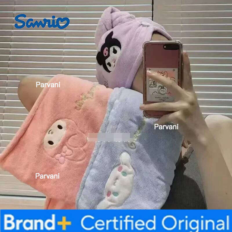 Sanrio Dry Hair Anime Cinnamonroll Melody Bath Hat Cartoon Kawaii Superabsorbent Home Bathroom Towel Girls Cute Gifts H260130