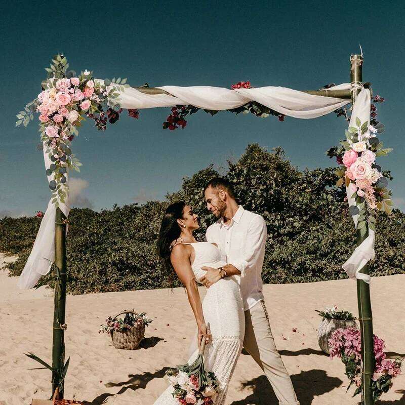 2 Pcs Artificial Arch Kit Wedding Flowers Garlands Silk Peony Flower Swag Welcome Sign Floral for Ceremony Party Y260130