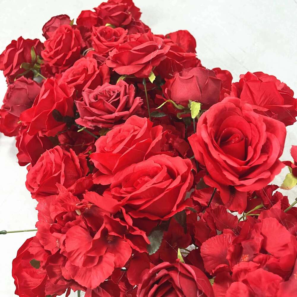 2m red rose Artificial Green Plants Row Runner Wedding Backdrop center Flower ball Decor Floral Wall Party showcase Props W260130