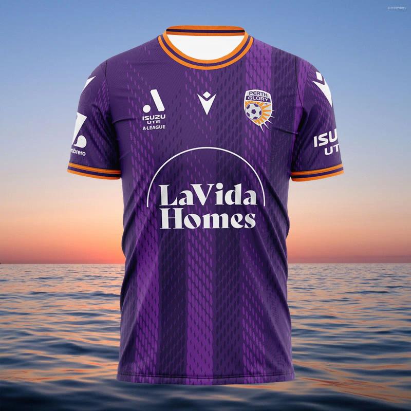 Men's Tracksuits Perth Glory Summer 24-25 Season Home And Away 3D Printed T-shirt Comfortable Breathable Outdoor Sports Top