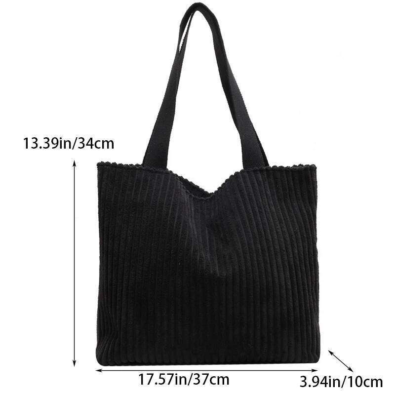 Corduroy Large Capacity Commuting Women's Tote Bag Zipper Students Handbag Shopping Z260130