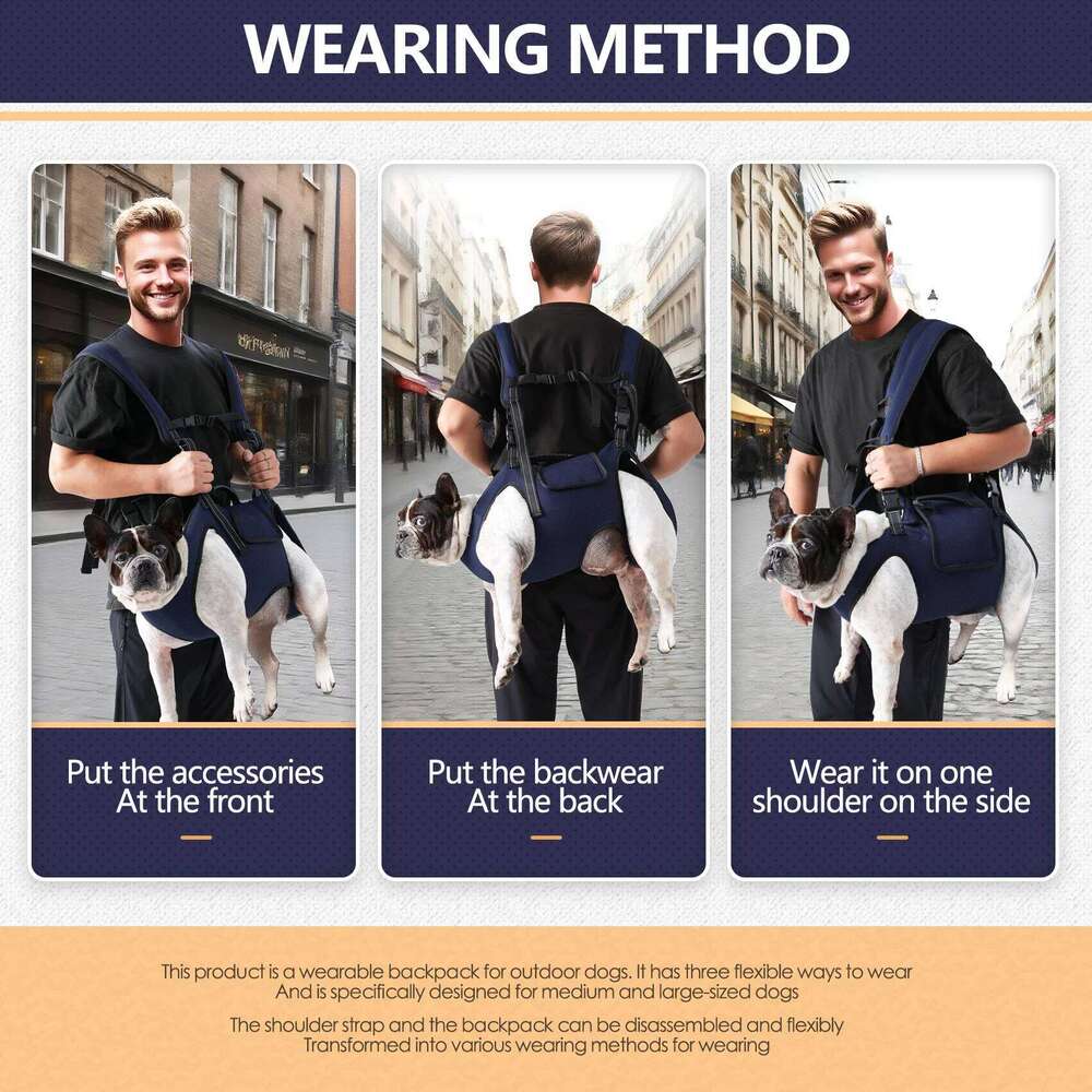 Lift Harness for Large Dogs-Full Body Dog Sling Carrier with Adjustable Straps & Control Handle, Breathable Support Backpack 26H0130