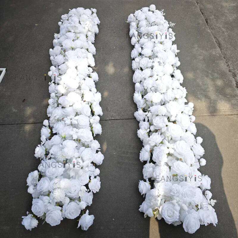 5D Brand new silk Rose Flower Arrangement Outdoor Wedding Backdrop Table Sofa Runner flower row activity party Decor Props W260130