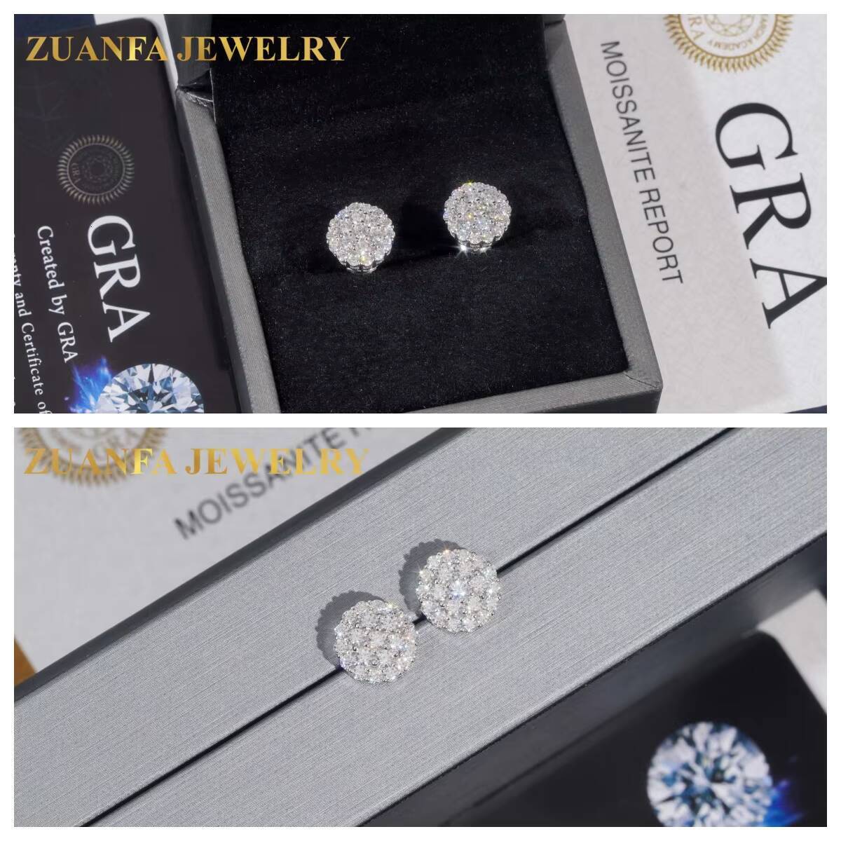 Wholesale Price Hip Hop Fashion Stud Earring 925 Sterling Silver VVS Moissanite Fully Iced Out Stud Earring